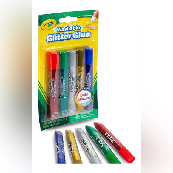 NEW 2pk Set Crayola Washable Glitter Glue Sticks Multi Colored Silver Gold Red - Picture 3 of 6